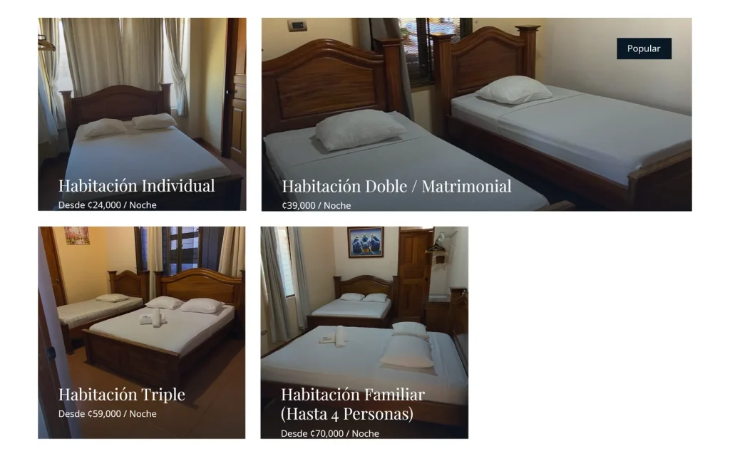 Las habitaciones, con fotos y tarifa. Sitio de hoteles y hospedaje.