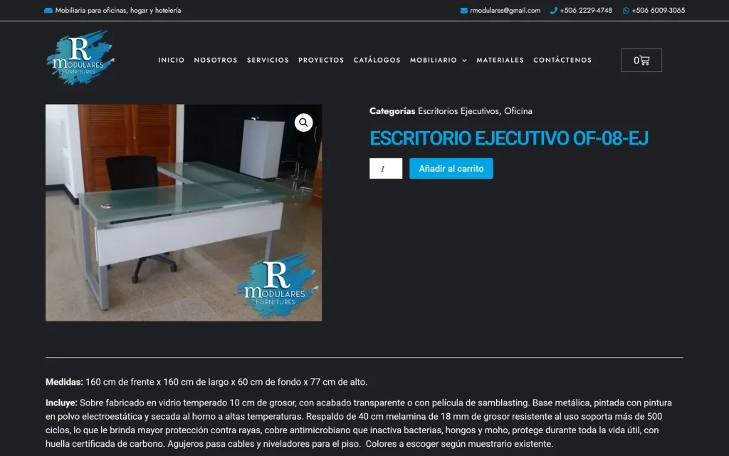 El pedido, desde la misma página. Sitio de arquitectura y espacios.