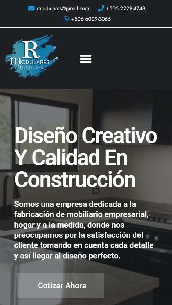 Y lo mismo, en el celular. Sitio de arquitectura y espacios.