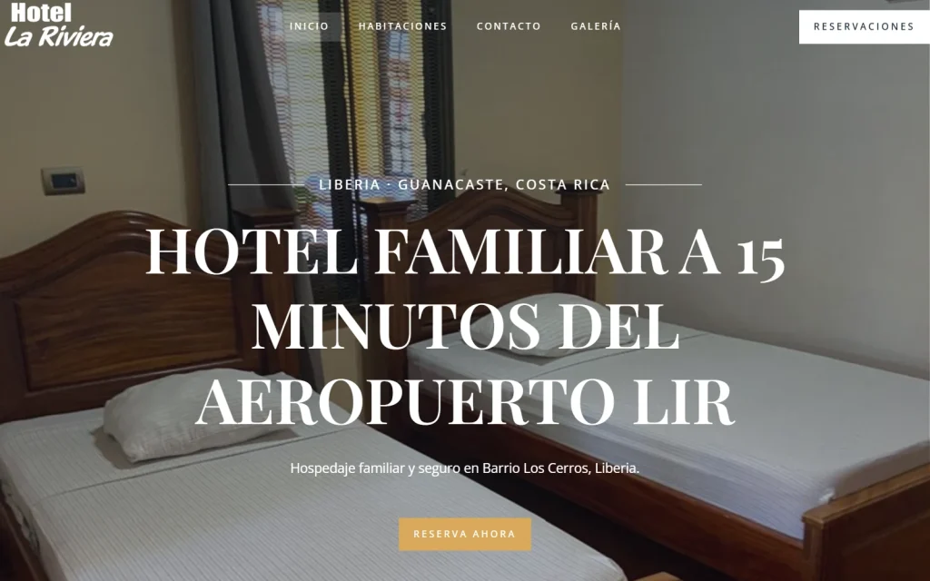 La portada, con la ubicación de una vez. Sitio de hoteles y hospedaje.